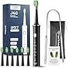 JTF Sonic Electric Toothbrush for Adults: 6 Brush Heads, Travel Bag, Tongue Scraper, 5 Brushing Modes for Teeth, Smart Timer and IPX7 Waterproof, Rechargeable Toothbrush for Deep Cleaning & Whitening